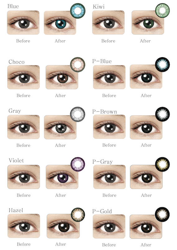 Contact Lenses Colour Chart